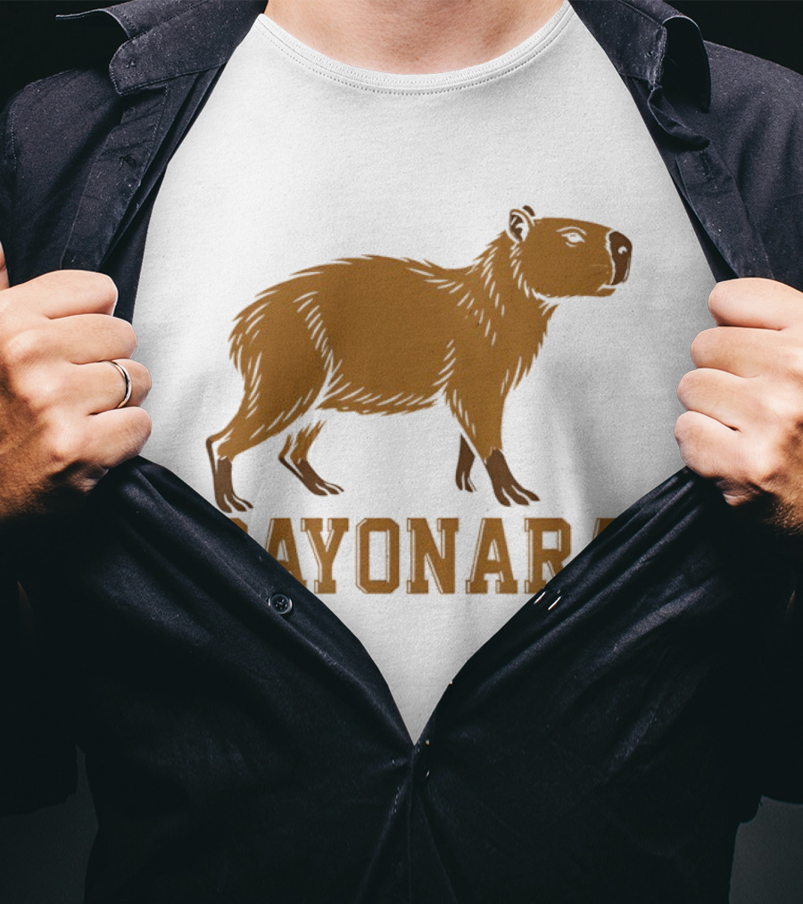 Sayonara Capybara Brown Rodent Farewell T-Shirt