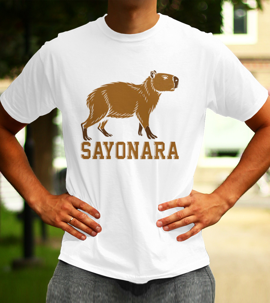 Sayonara Capybara Brown Rodent Farewell T-Shirt