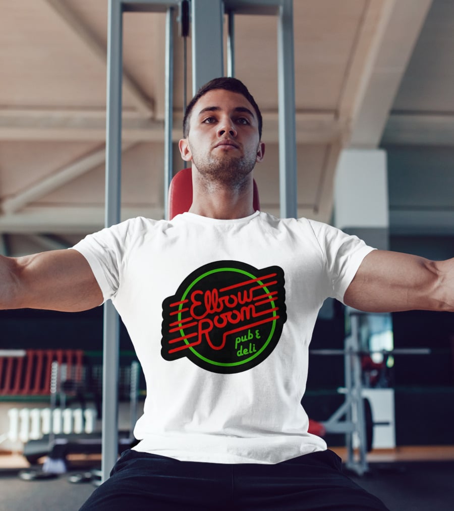 Elbow Room Pub And Deli Neon Sign Red And Green Circle T-Shirt