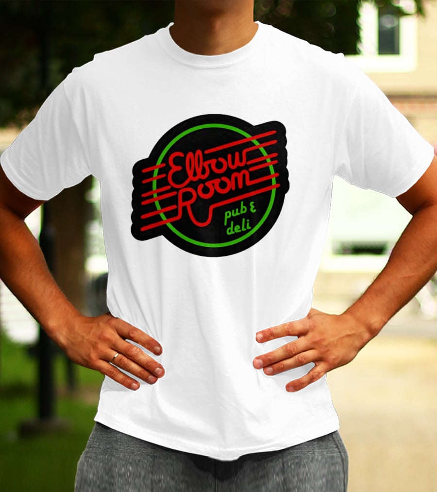 Elbow Room Pub And Deli Neon Sign Red And Green Circle T-Shirt