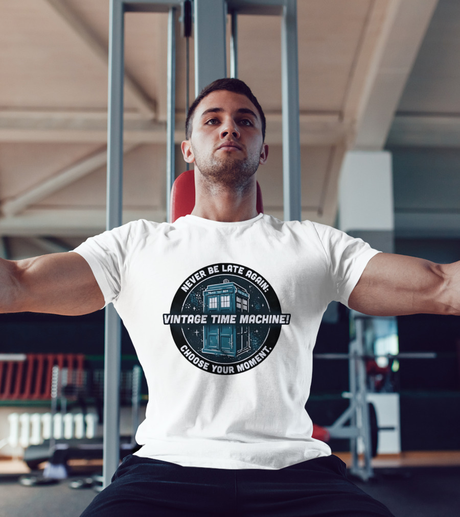 Never Be Late Again Vintage Time Machine Choose Your Moment T-Shirt