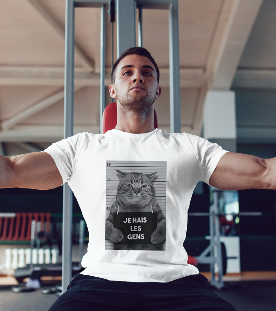 Je Hais Les Gens Shot Cat French T-Shirt