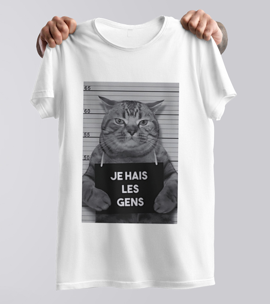 Je Hais Les Gens Shot Cat French T-Shirt
