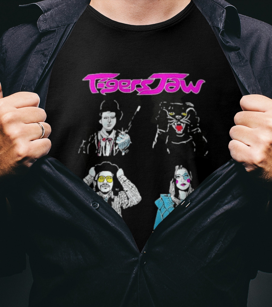 Tigers Jaw Band Members Indie Rock Retro Style Illustrated Portraits T-Shirt