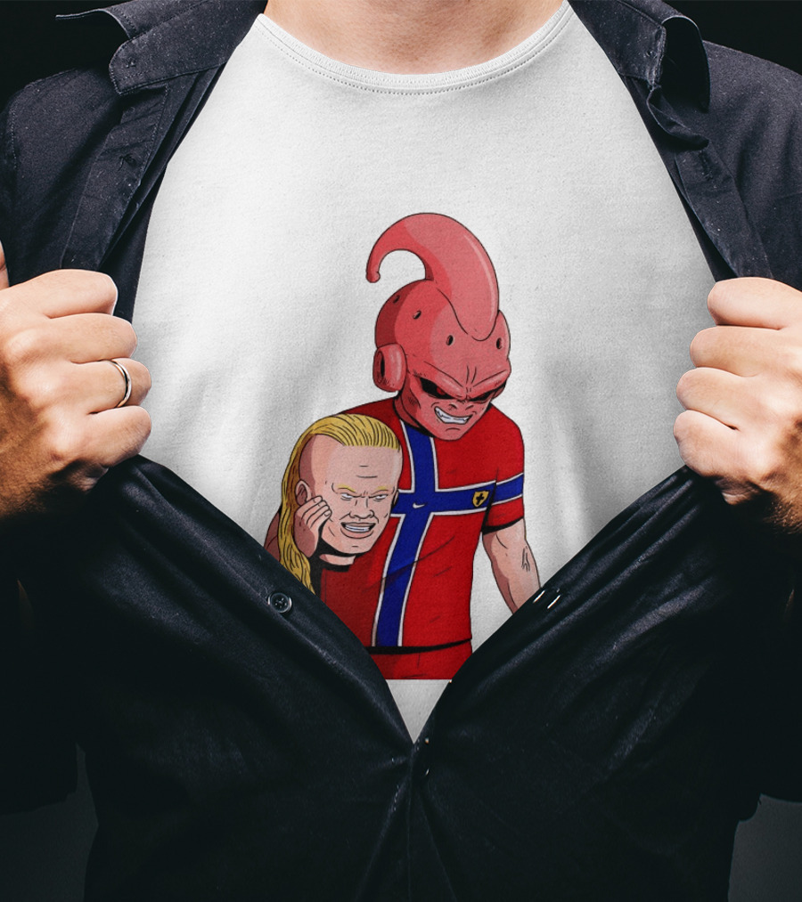 Majin Buu Holding Erling Haaland With Norway Football Jersey T-Shirt