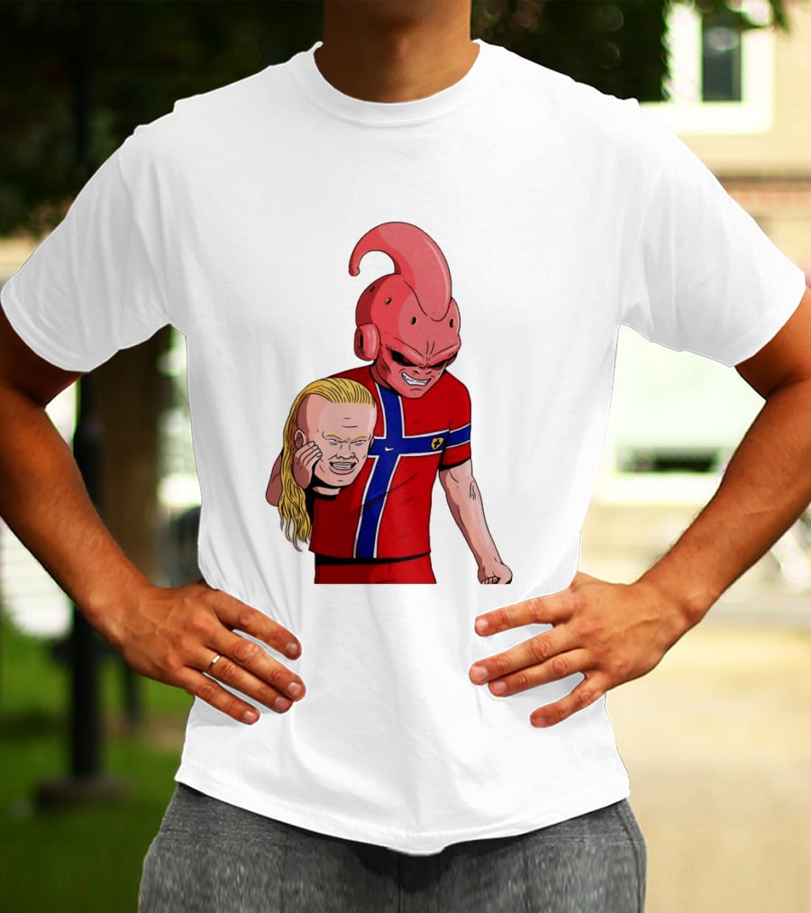 Majin Buu Holding Erling Haaland With Norway Football Jersey T-Shirt