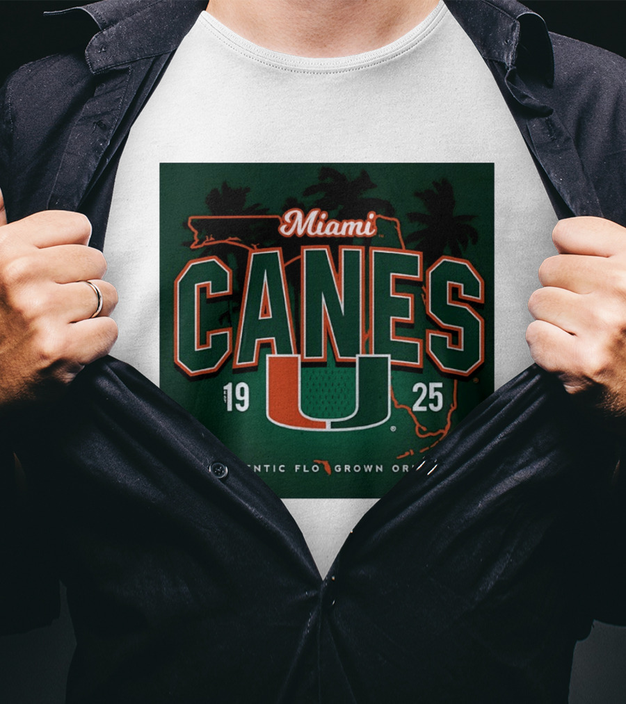 Miami Hurricanes Canes U Authentic Flo Grown 1925 Palm Trees T-Shirt