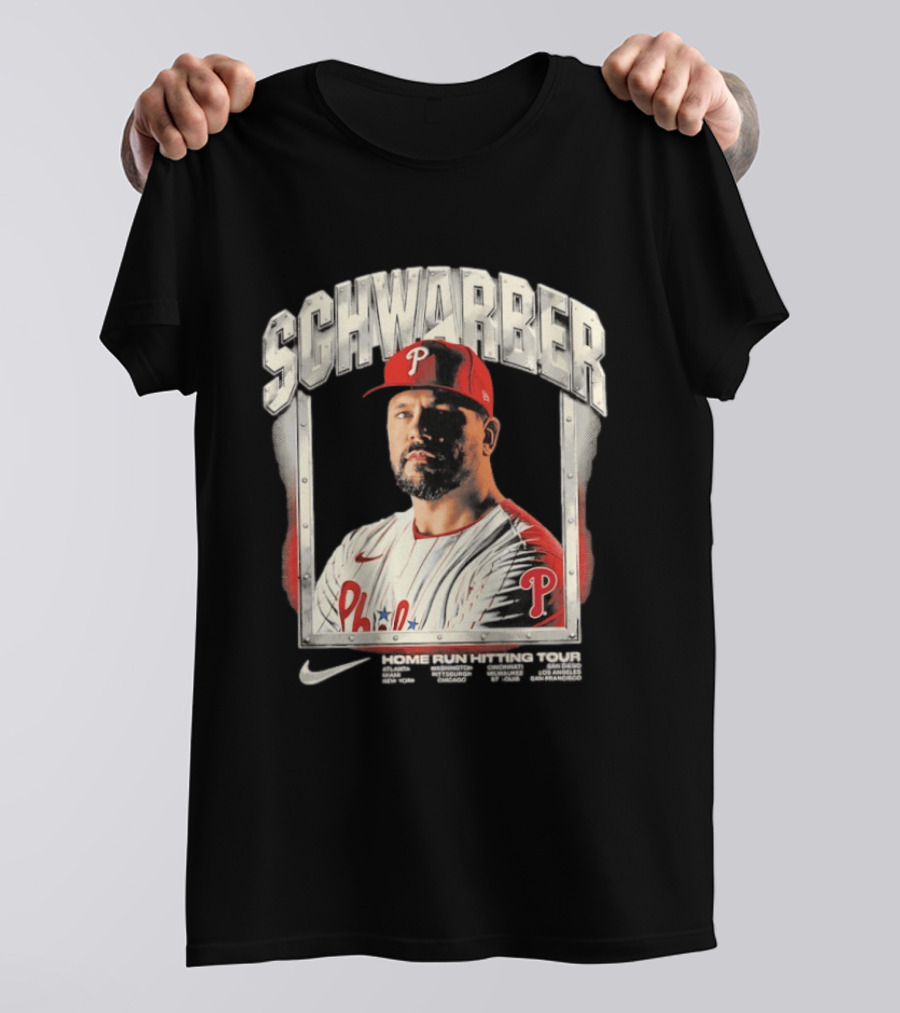 Philadelphia Phillies Kyle Schwarber Home Run Hitting Tour 2026 Nike Baseball T-Shirt