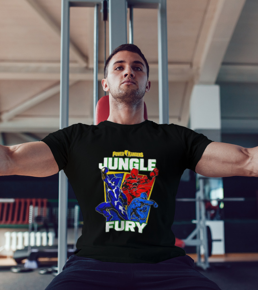 Power Rangers Jungle Fury Red And Blue Rangers Action Poses T-Shirt