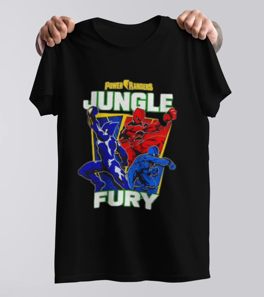 Power Rangers Jungle Fury Red And Blue Rangers Action Poses T-Shirt