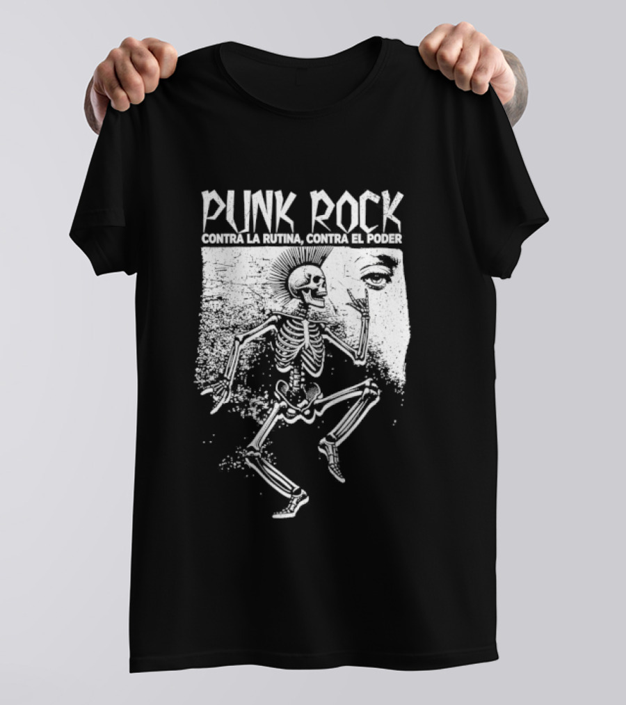 Punk Rock Contra La Rutina Contra El Poder Skeleton Dance T-Shirt