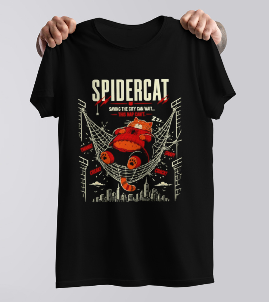 Spidercat Saving The City Can Wait This Nap Can T-Shirt