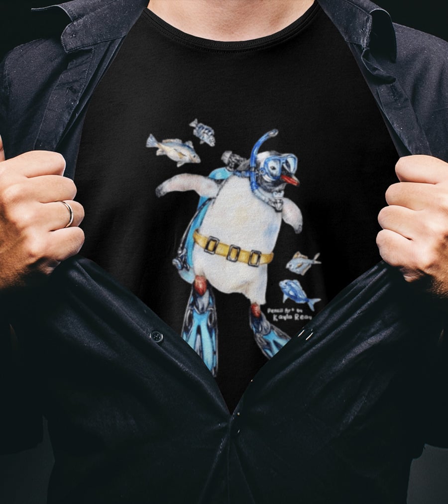 Sullivan The Scuba Diver Penguin By Kayla Reay T-Shirt