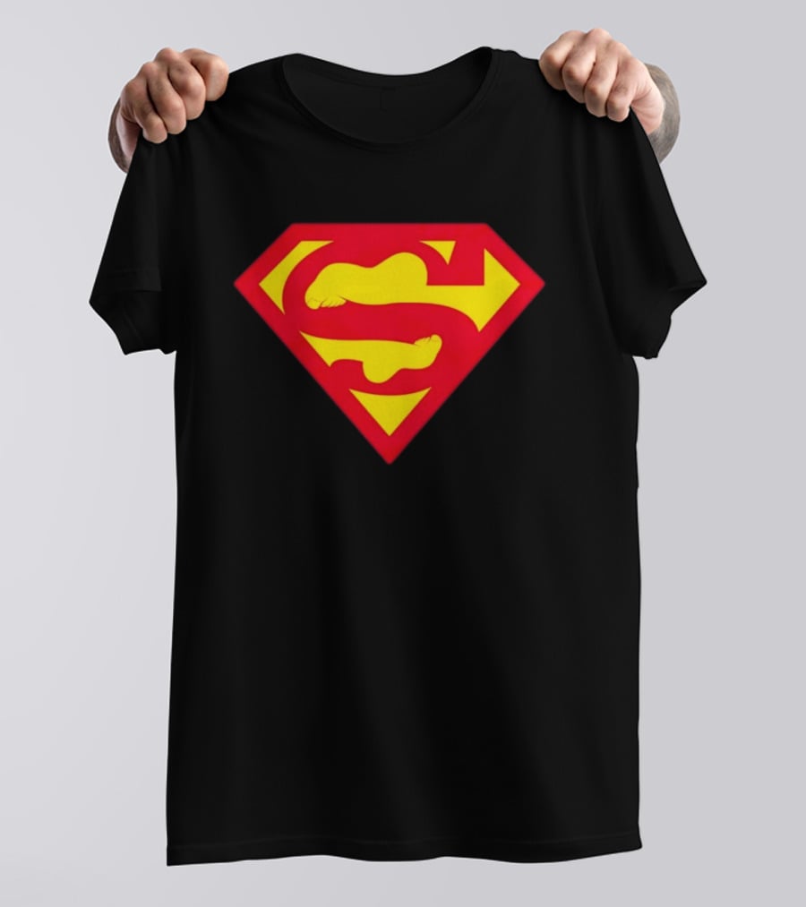 Superfeet Superman Inspired Red Yellow Emblem With Feet T-Shirt