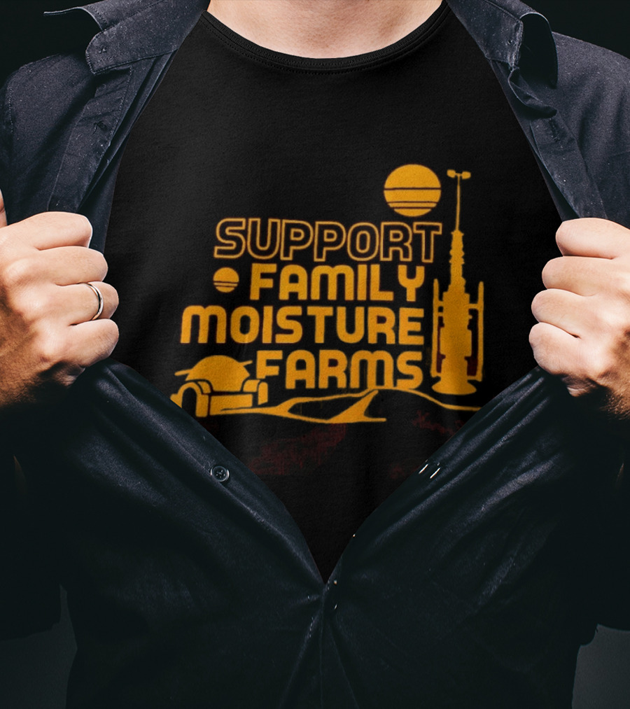 Support Family Moisture Farms Tatooine Landspeeder Sunset Scene T-Shirt
