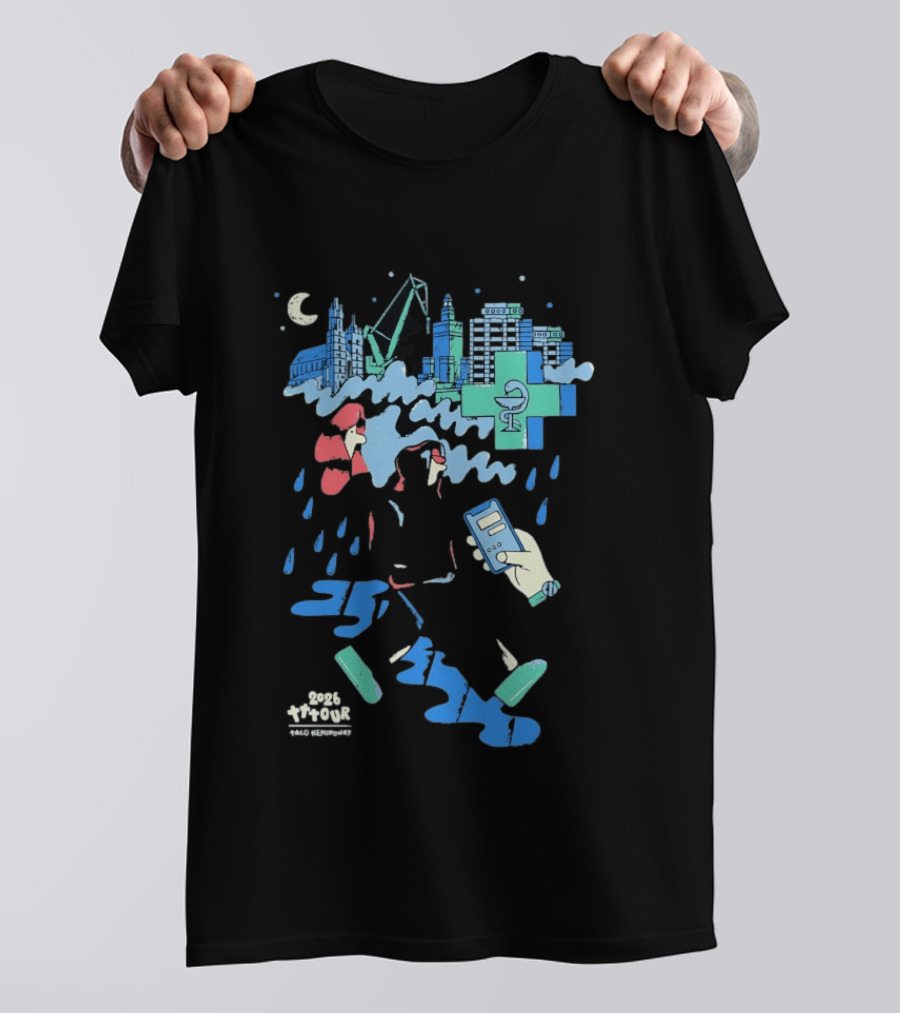 Taco Hemingway 2026 Tour Cityscape With Cross And Moon T-Shirt