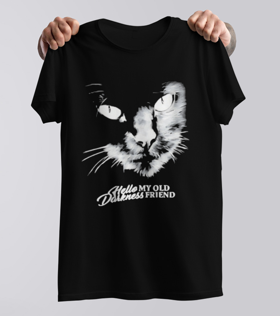 Hello Darkness My Old Friend Cat Face Simon And Garfunkel T-Shirt