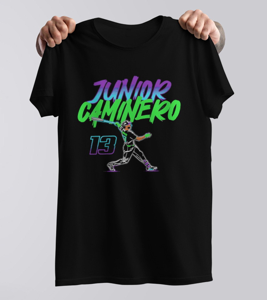 Junior Caminero Tampa Bay Rays Baseball Slugger Swing 13 T-Shirt