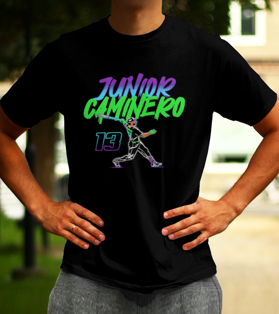Junior Caminero Tampa Bay Rays Baseball Slugger Swing 13 T-Shirt