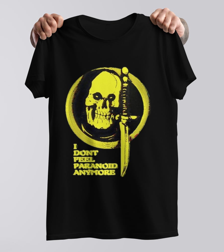 I Don't Feel Paranoid Anymore Skull Dagger Retro Horror Vibe T-Shirt
