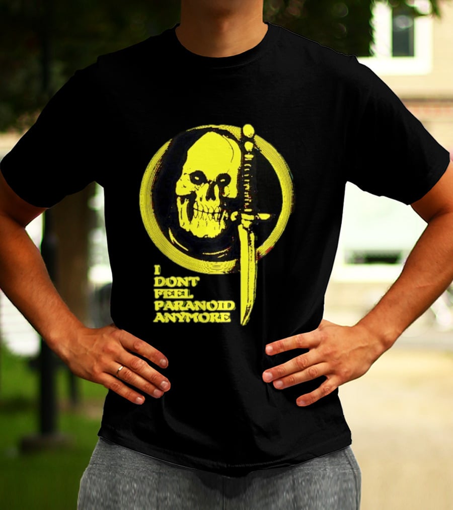 I Don't Feel Paranoid Anymore Skull Dagger Retro Horror Vibe T-Shirt