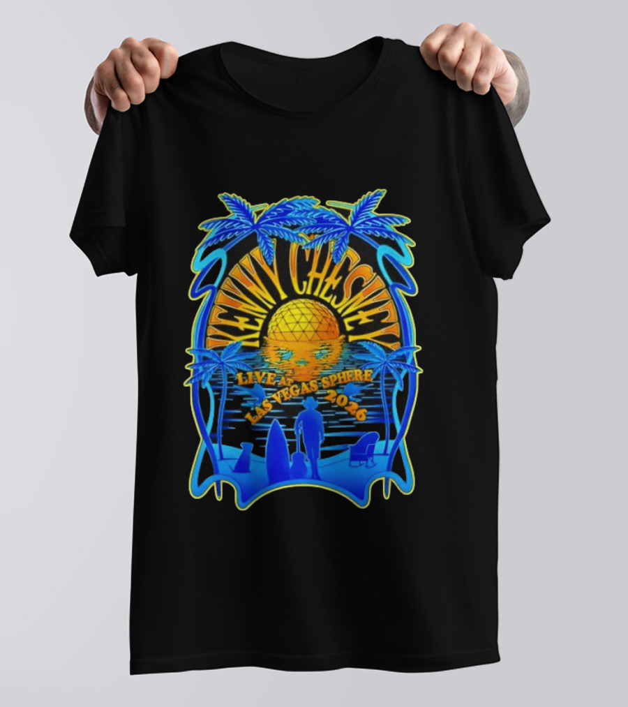 Kenny Chesney Live At Las Vegas Sphere 2026 Tropical Sunset And Palms T-Shirt