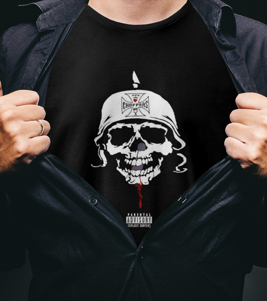 Parental Advisory I Love Choppas NY Skull Helmet T-Shirt