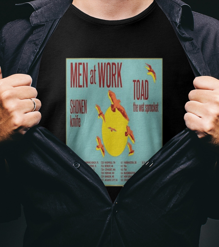 Men At Work Toad The Wet Sprocket Shonen Knife 2026 Tour Dates And Locations T-Shirt