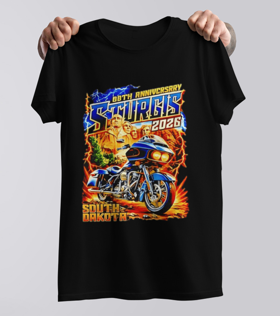 88th Anniversary Sturgis 2026 South Dakota Motorcycle Mount Rushmore T-Shirt