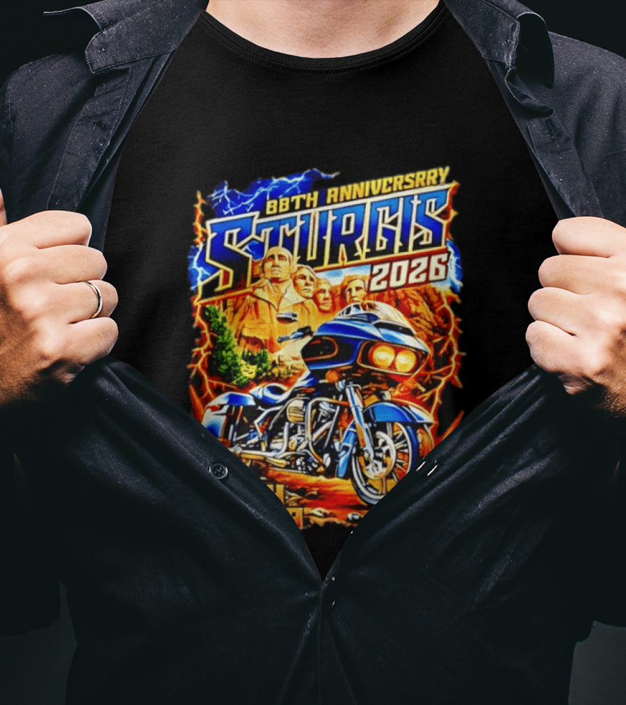 88th Anniversary Sturgis 2026 South Dakota Motorcycle Mount Rushmore T-Shirt