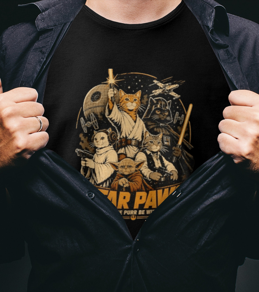 Star Paws May The Purr Be With You Cat Jedi Warriors Star Wars T-Shirt