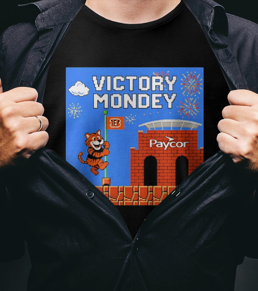 Cincinnati Bengals Victory Mondey Pixel Art Tiger Paycor Stadium Celebration T-Shirt