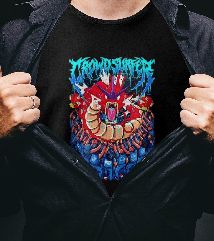 Crowd Surfer Gyarados Magikarp Pokémon Fan Art Concert Scene T-Shirt