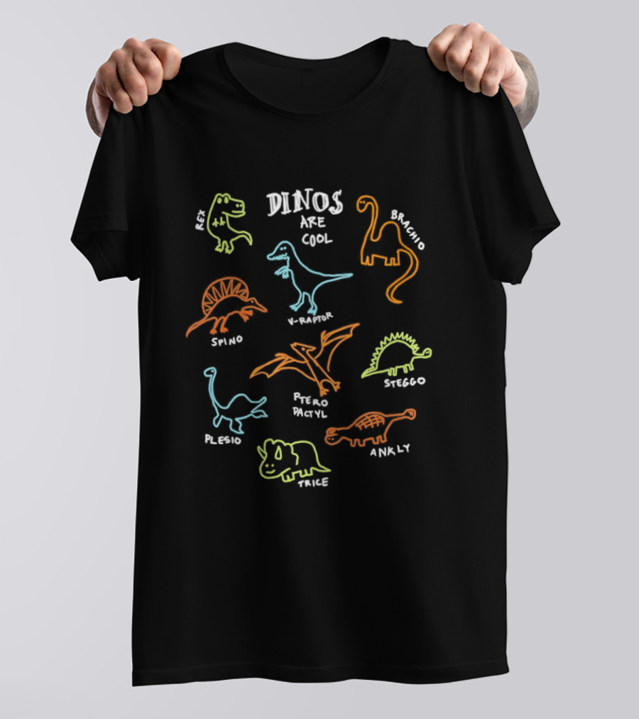 Dinos Are Rex Brachio Cool V Raptor Spino Ptero Pactyl Steggo Plesio Ankly Trice T-Shirt