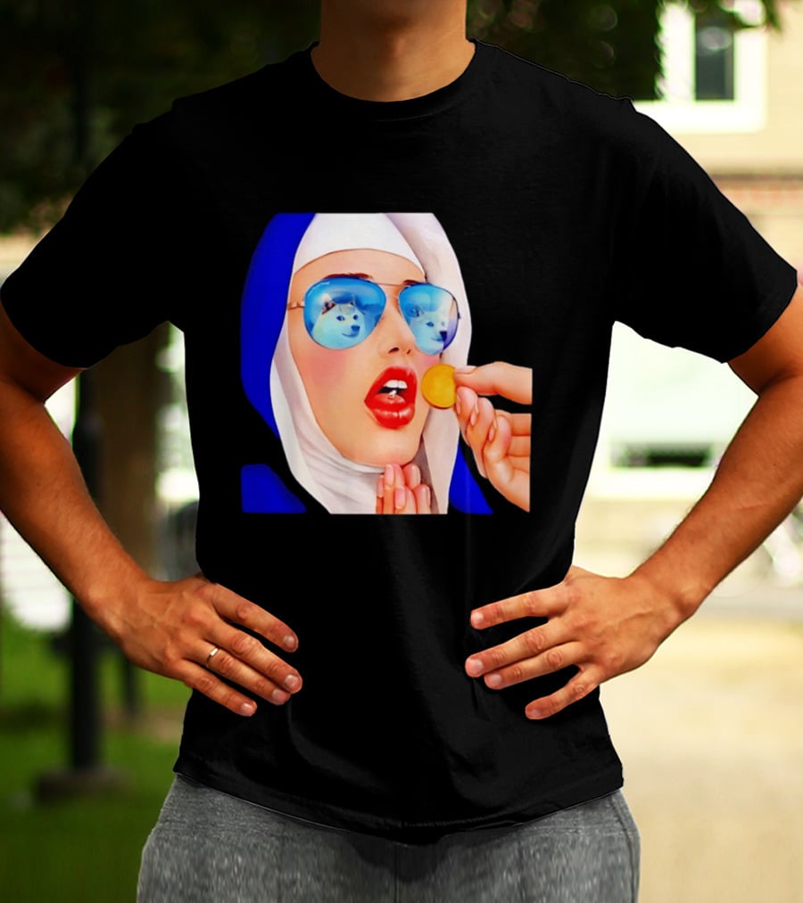 Doge Nun Sunglasses Reflection Communion Meme T-Shirt