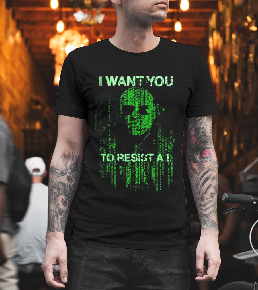 I Want You To Resist AI Matrix Skull T-Shirt