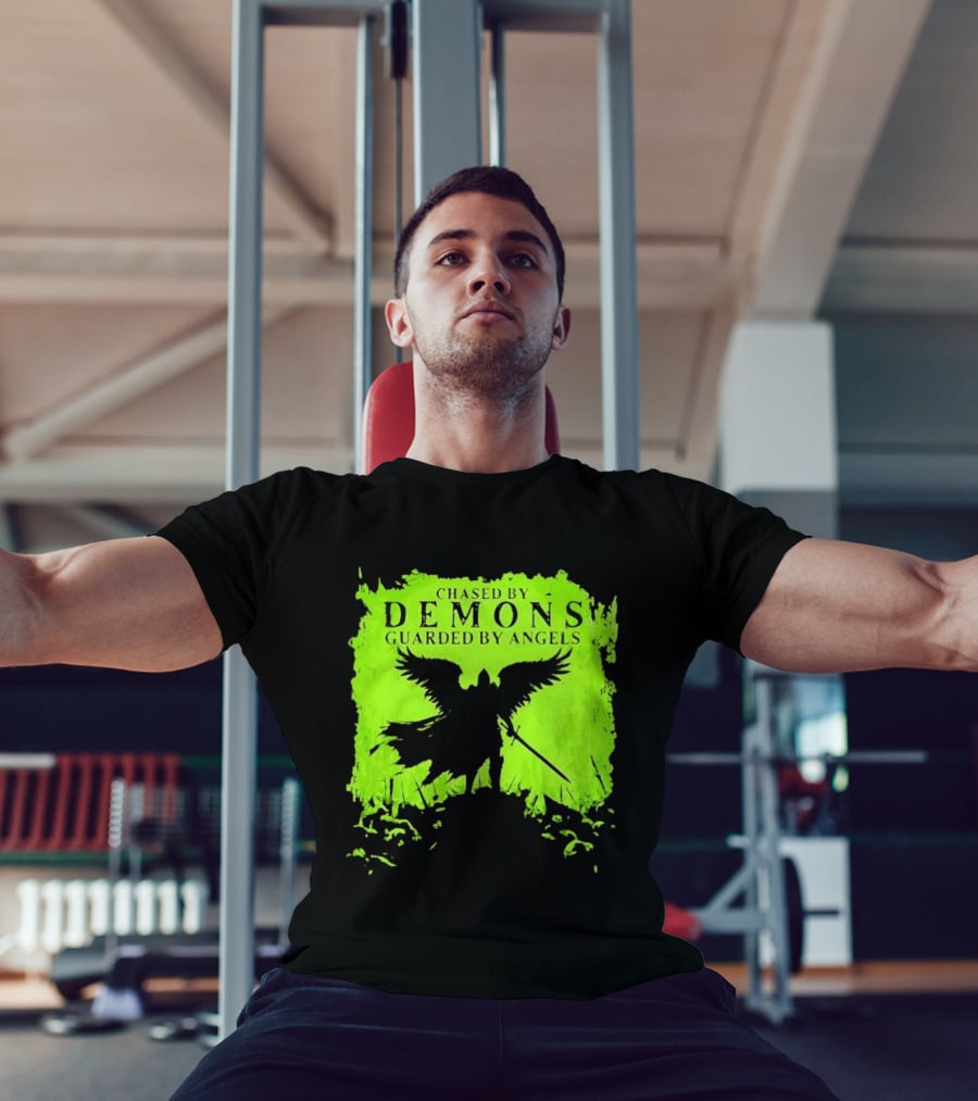 Chased By Demons Guarded By Angels Warrior Wings Sword T-Shirt