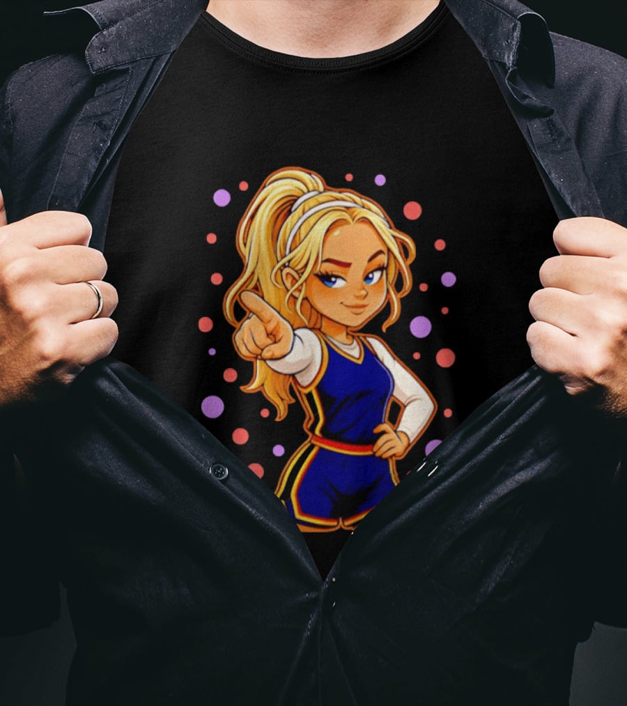 Chibi Sophie Cunningham Pointing In Basketball Uniform With Ponytail T-Shirt