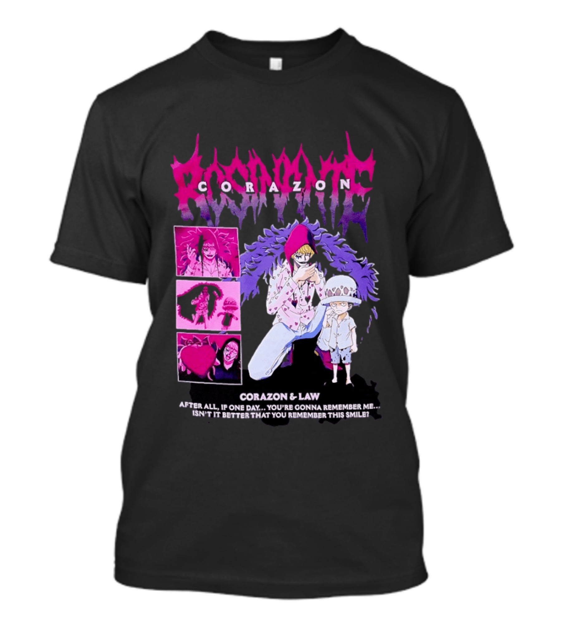 Corazon And Law One Piece After All If One Day You're Gonna Remember Me Smile Manga T-Shirt