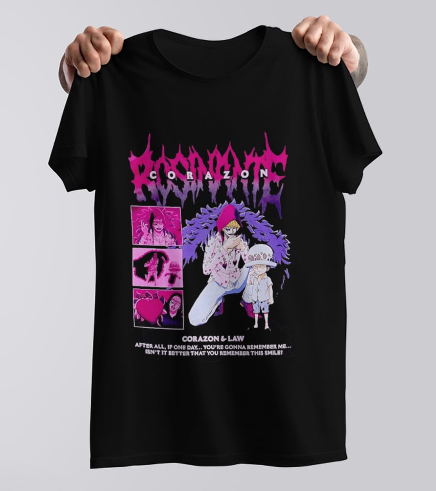 Corazon And Law One Piece After All If One Day You're Gonna Remember Me Smile Manga T-Shirt