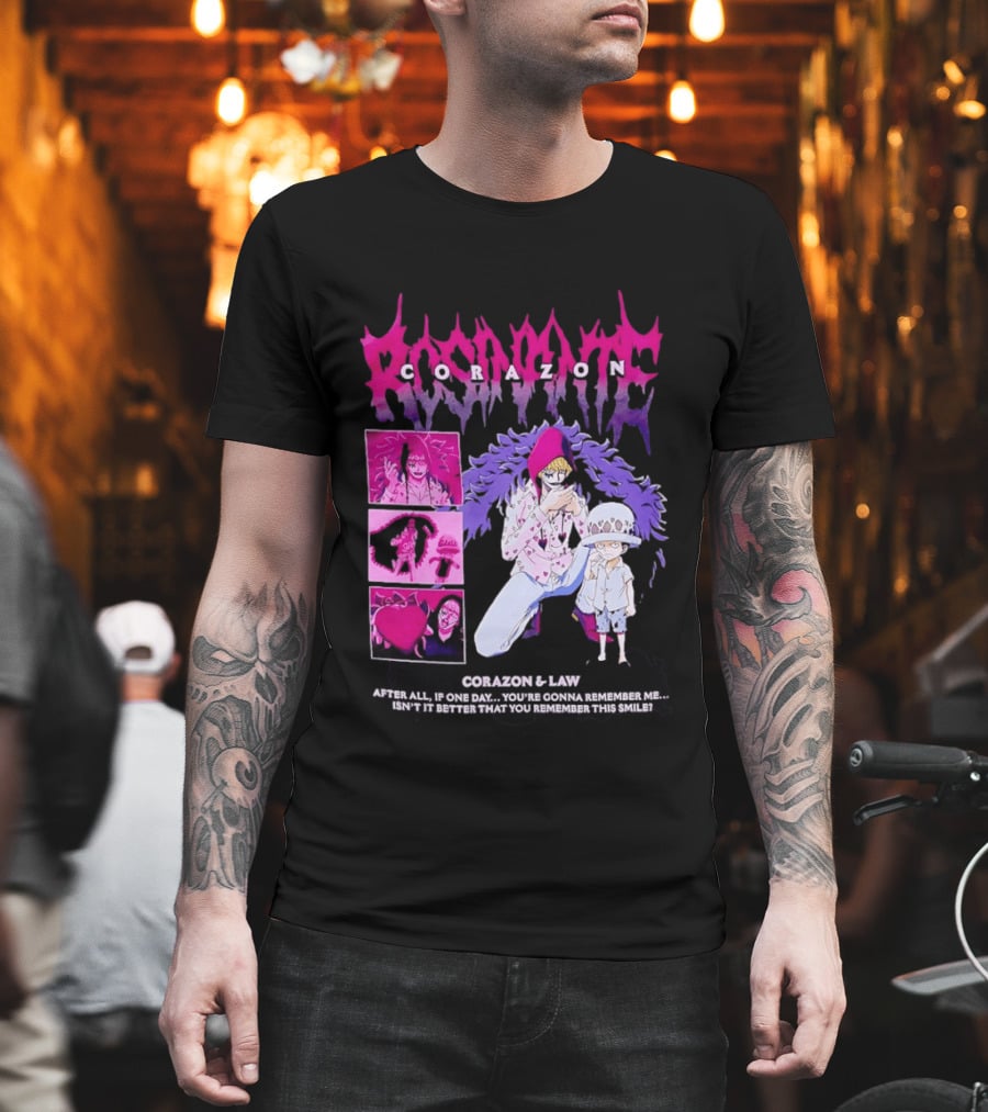 Corazon And Law One Piece After All If One Day You're Gonna Remember Me Smile Manga T-Shirt