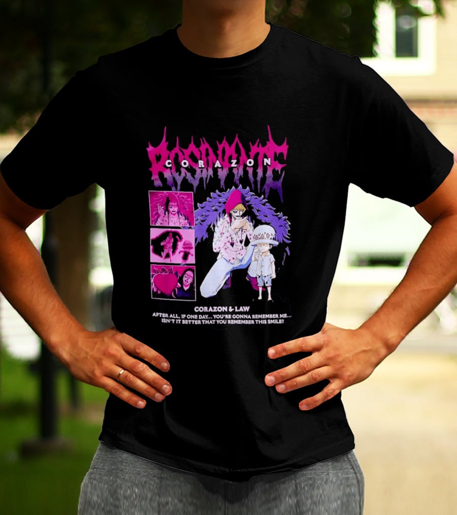 Corazon And Law One Piece After All If One Day You're Gonna Remember Me Smile Manga T-Shirt