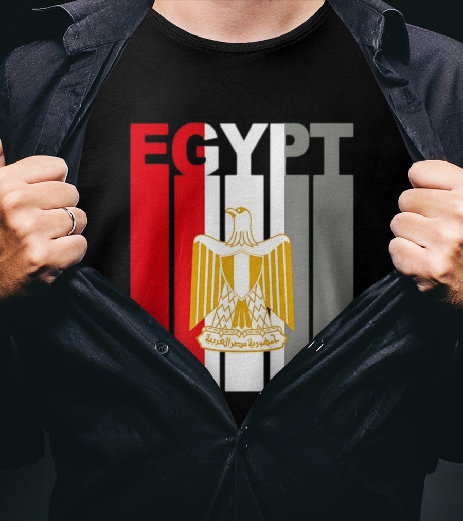 Egypt Flag Colors With Eagle Coat Of Arms T-Shirt
