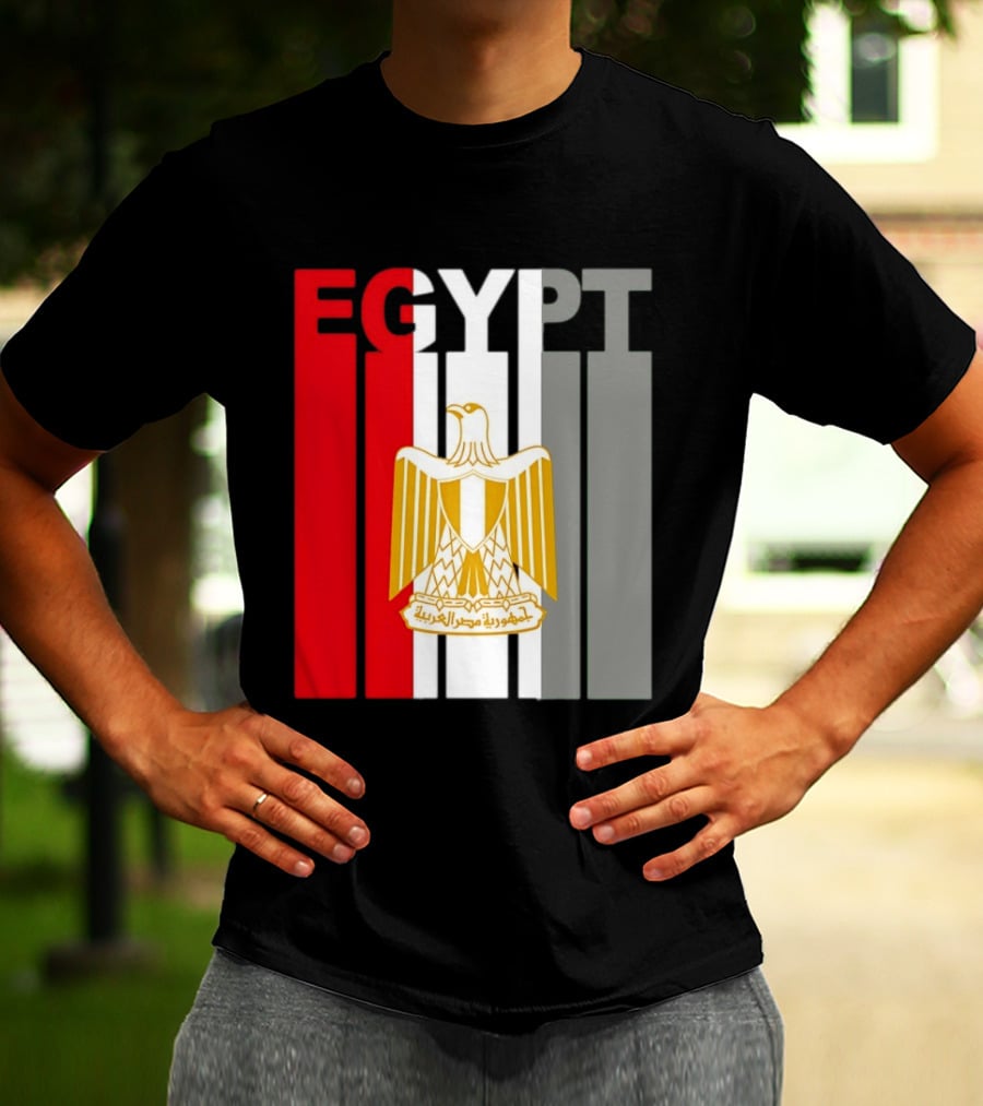 Egypt Flag Colors With Eagle Coat Of Arms T-Shirt