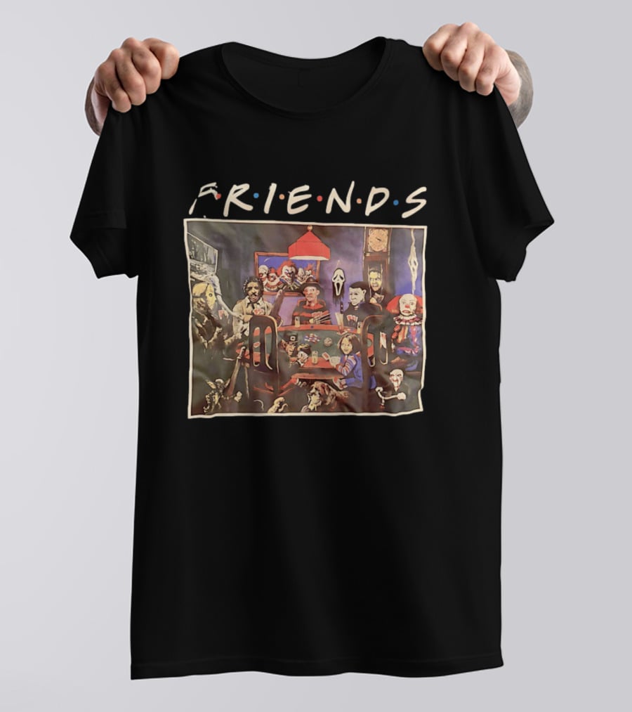 Friends Horror Movie Characters Playing Poker At Night T-Shirt