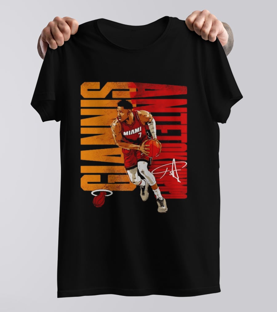 Giannis Antetokounmpo Miami 7 Basketball Running Miami Heat T-Shirt