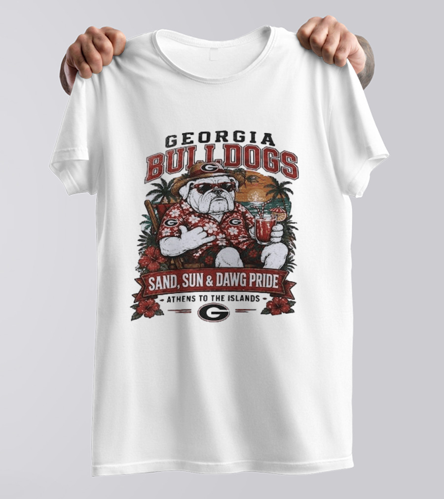 Georgia Bulldogs Sand Sun Dawg Pride Athens To The Islands Tropical Paradise T-Shirt