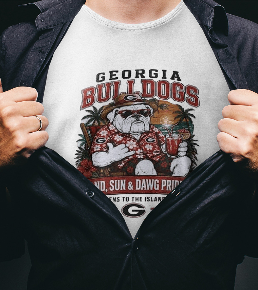 Georgia Bulldogs Sand Sun Dawg Pride Athens To The Islands Tropical Paradise T-Shirt