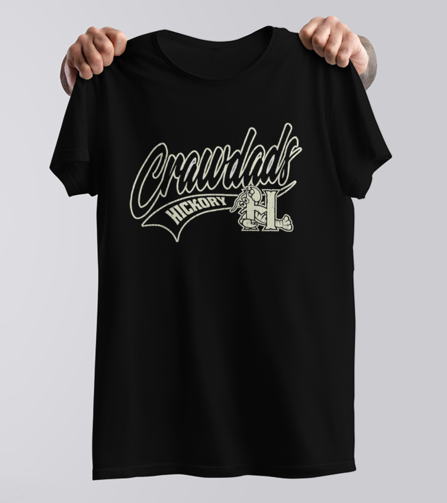 Hickory Crawdads Distressed Logo Minor League Baseball Team T-Shirt