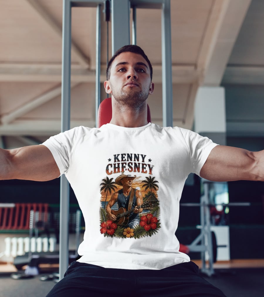 Kenny Chesney Tropical Paradise Vibes With Guitar And Palm Trees T-Shirt